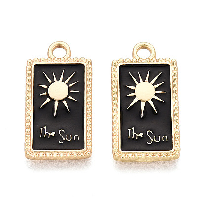 Подвески из эмали и сплава, прямоугольник и солнце, без кадмия и без свинца, матовый золотой цвет