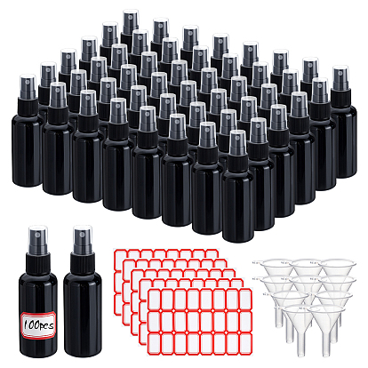 100шт пластиковый распылитель, флаконы для духов, колонка, с 5шт. бумажной пустой наклейкой и 10шт. пластиковой воронкой-загрузочной воронкой