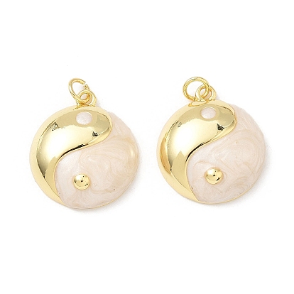 Латунь эмаль подвески, очарование инь-ян, с целью перехода в кольце, без свинца и без кадмия, долговечный, реальный 18 k позолоченный, стойки покрытие