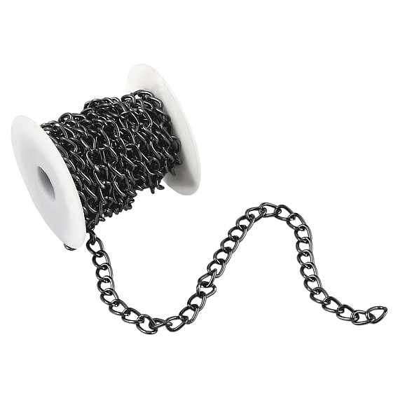 3m Aluminium Twisted Curb Chains, Diamond Cut Chains, Unwelded, Faceted