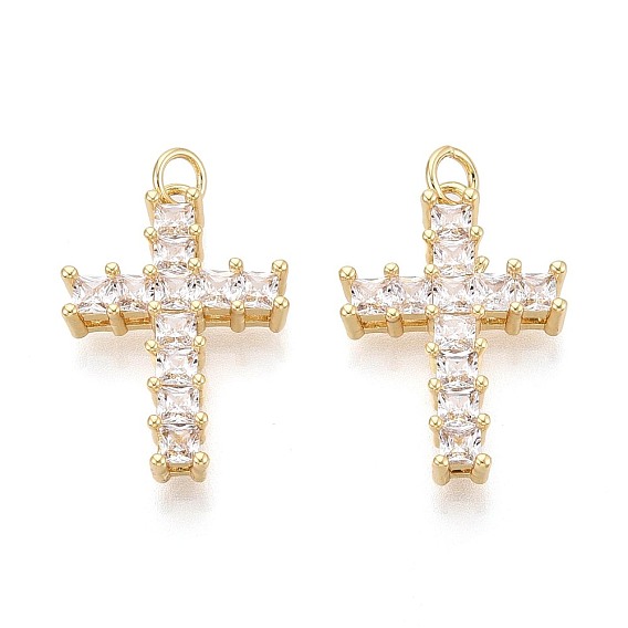 Религиозные латунные подвески с микропаве из прозрачного кубического циркония, крест прелести