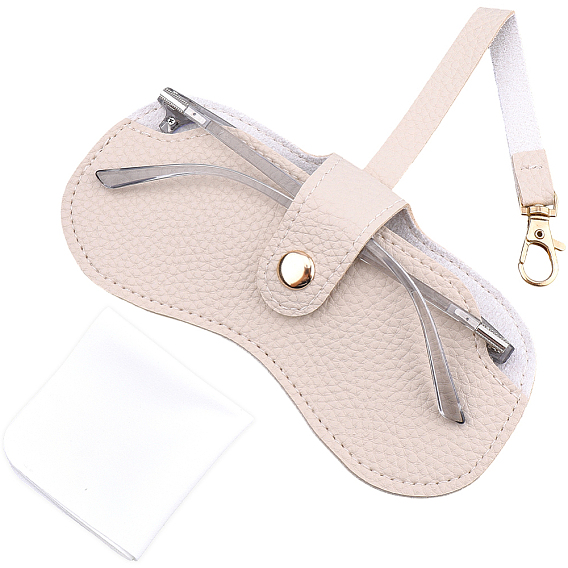 1футляры для очков из поликарбоната и искусственной кожи, портативный держатель для солнцезащитных очков, Сплав с застежкой, с тканью для чистки очков из замшевого волокна 1pc