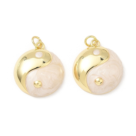 Латунь эмаль подвески, очарование инь-ян, с целью перехода в кольце, без свинца и без кадмия, долговечный, реальный 18 k позолоченный, стойки покрытие