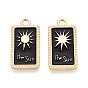 Подвески из эмали и сплава, прямоугольник и солнце, без кадмия и без свинца, матовый золотой цвет