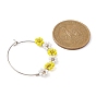 Flower Glass Seed Wine Glass Charms, with 316 Surgical Stainless Steel Hoop Earring Findings