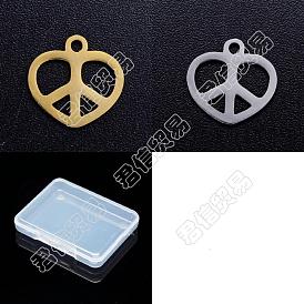 Unicraftale 20Pcs 2 Color 201 Stainless Steel Charms, Heart with Peace Sign