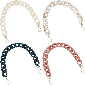 4шт 4 цвета пластиковые ручки для сумок с цепочкой, имитация драгоценных камней, с поворотной застежкой из цинкового сплава