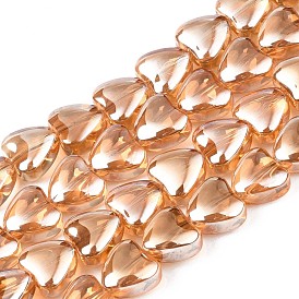 Electroplate Glass Beads Strands, Pearl Luster Plated, Heart