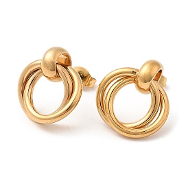 304 Stainless Steel Ring Knot Dangle Stud Earrings for Women
