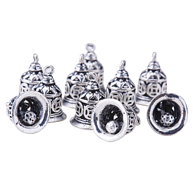 Brass Bell Charms, 15x11mm, Hole: 1mm, about 10pcs/bag, Packing Size: 74x105mm