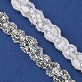 Glass Crystal Hotfix Rhinestone, with Hot Melt Adhesive Stick & Alloy Settings, with Imitation Pearl, for DIY Bridal Belt