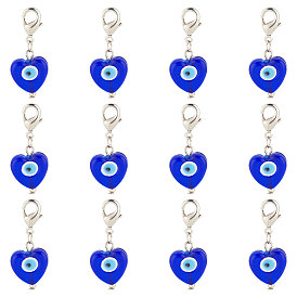 Подвеска лэмпворк ручной работы от сглаза, очаровательные застежки-лобстеры из сплава, подвеска на клипсе, для брелка, кошелек, украшение для рюкзака, сердце с сглаза