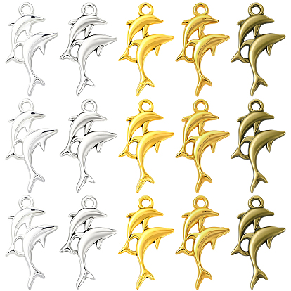 60 шт 5 цвета подвески из сплава в тибетском стиле, подвески в форме дельфина