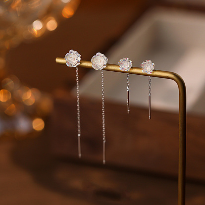 925 нить серебристого серебра, цветок розы