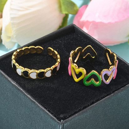 Сердце 304 эмалированные открытые манжеты из нержавеющей стали для женщин, реальный 18 k позолоченный