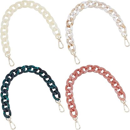 4шт 4 цвета пластиковые ручки для сумок с цепочкой, имитация драгоценных камней, с поворотной застежкой из цинкового сплава