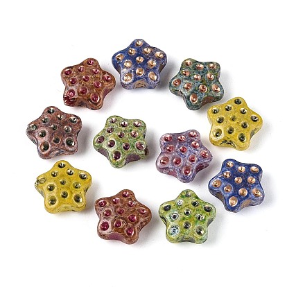 Краска для запекания Пикассо и стеклянные бусины, инкрустированные золотым металлом, звезда