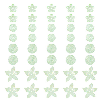 94 шт 4 стили прозрачные акриловые бусины, AB цвет, цветок