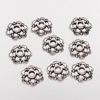6-pétale fleur en filigrane tibétain argent fantaisie chapeaux de perles, sans plomb & sans nickel & sans cadmium 