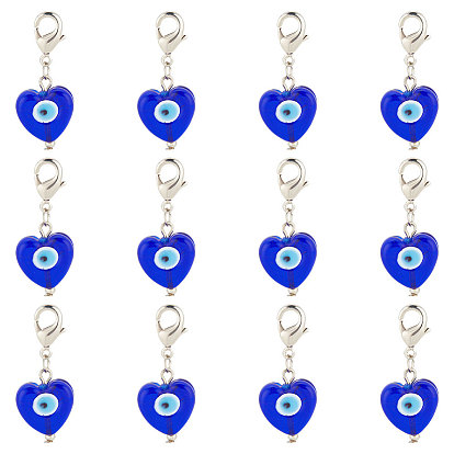 Подвеска лэмпворк ручной работы от сглаза, очаровательные застежки-лобстеры из сплава, подвеска на клипсе, для брелка, кошелек, украшение для рюкзака, сердце с сглаза