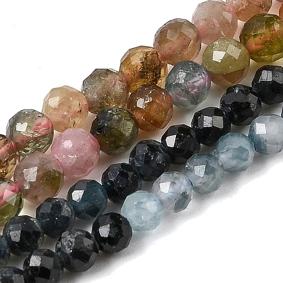 Натуральный турмалин бисер нитей, граненые, круглые