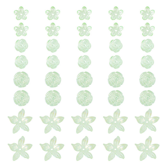 94 шт 4 стили прозрачные акриловые бусины, AB цвет, цветок