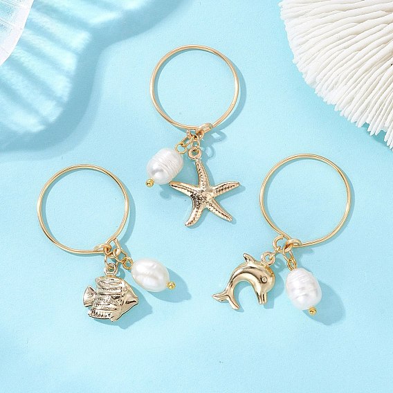 3 шт. 3 стили 304/316 кольца из нержавеющей стали, с натуральным культивированным пресноводным жемчугом