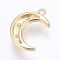 Brass Charms, with Cubic Zirconia, Moon
