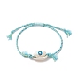 Natural Cowrie Shell with Evil Eye Braided Bead Bracelet with Nylon & Cotton Cord for Women
