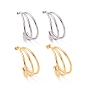 304 Stainless Steel C-shape Stud Earrings, Chunky Half Hoop Earrings for Women