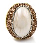 Овальное открытое кольцо-манжета из натуральной ракушки со стразами, латунное кольцо для женщин