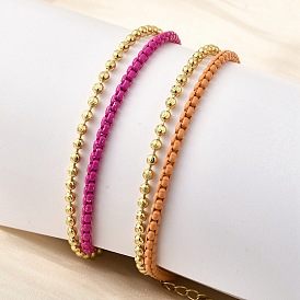 Браслеты из латунных бусин в два ряда, браслеты-цепочки с распылительной краской для женщин, стойки покрытие, долговечный, без кадмия и без свинца