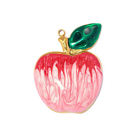 304 нержавеющей стальной эмали подвески, яблочный шарм, реальный 18 k позолоченный, ионное покрытие (ip), долговечный