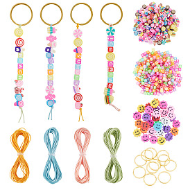 Ювелирные изделия, в том числе 300шт акриловые бусины, 5 нити из полимерной глины, бусины, нити, 40 бусины из полимерной глины, 8Включает в себя полиэстерные шнуры и 12брелоки для ключей
