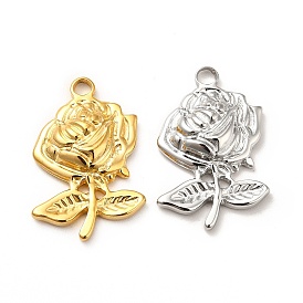 304 Stainless Steel Pendants, Rose Charms