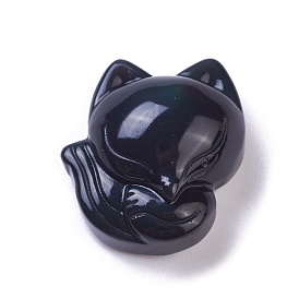 Natural Obsidian Pendants, Fox