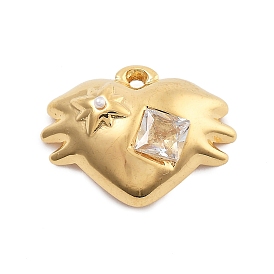 304 из нержавеющей стали Кристалл Rhinestone подвески, шарма сердца, вакуумное покрытие pvd