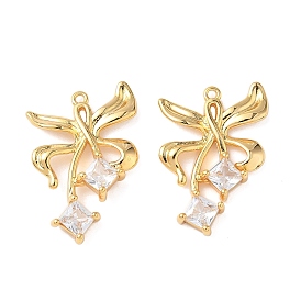 Латунь с кубическим цирконием подвеской, бантом, без никеля 