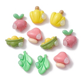 Pearlized Opaque Resin Decoden Cabochons, Vegetables Mixed Shapes