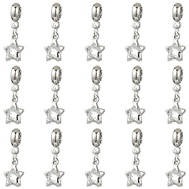 10шт. подвески в виде звезд из сплава с кристаллами и стразами в европейском стиле, Подвески с большими отверстиями, без кадмия и без свинца, стойки покрытие