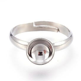 Adjustable 304 Stainless Steel Finger Rings Components, with 201 Stainless Steel Tray