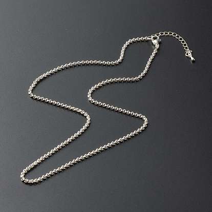 304 Stainless Steel Rolo Necklaces, with Brass Chain Extender