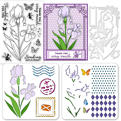 1 штампы из листового ПВХ-пластика с 1 трафаретами для резки из углеродистой стали и 1 набором трафаретов для рисования домашних животных, для diy scrapbooking, Фотоальбом, изготовление карт, Ирис