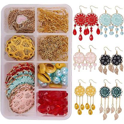 DIY Earring Making, with Polyester Pendant Decorations, Cowrie Shell Beads, Glass Beads, Alloy Pendants, Brass Earring Hooks and Iron Findings