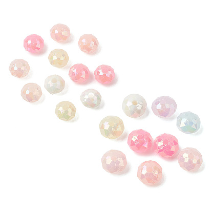 Непрозрачные акриловые бусины с УФ-покрытием, рондель, с покрытием AB цвета, граненые