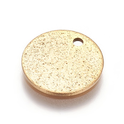 Ion Plating(IP) 304 Stainless Steel Textured Pendants, Flat Round