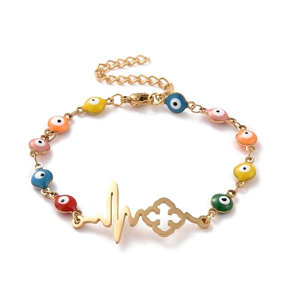 Вакуумное покрытие pvd 304 нержавеющая сталь с эмалью браслеты от сглаза, цветок