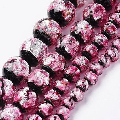 Handmade Silver Foil Glass Beads, Round