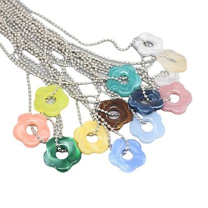 Minimalist Acrylic Resin Cutout Flower Necklace Colorful Floral Sweater Chain Women's Jewelry