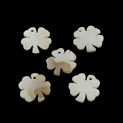 Clover Freshwater Shell Pendants, 21x20~21x2~3mm, Hole: 2mm